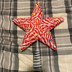 Festive Red and White Star Tree Topper